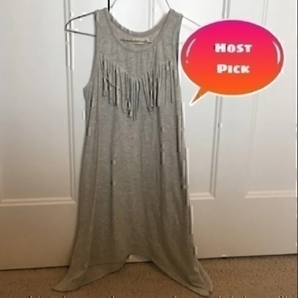 Girls size large 10/12 gray fringe tank top dress